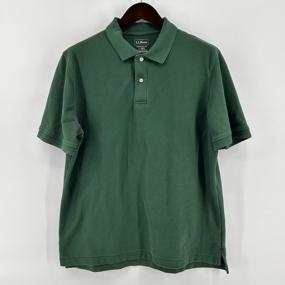 L.L. Bean Other - LL Bean Premium Double L Polo Mens L Green Pique Traditional Fit Preppy